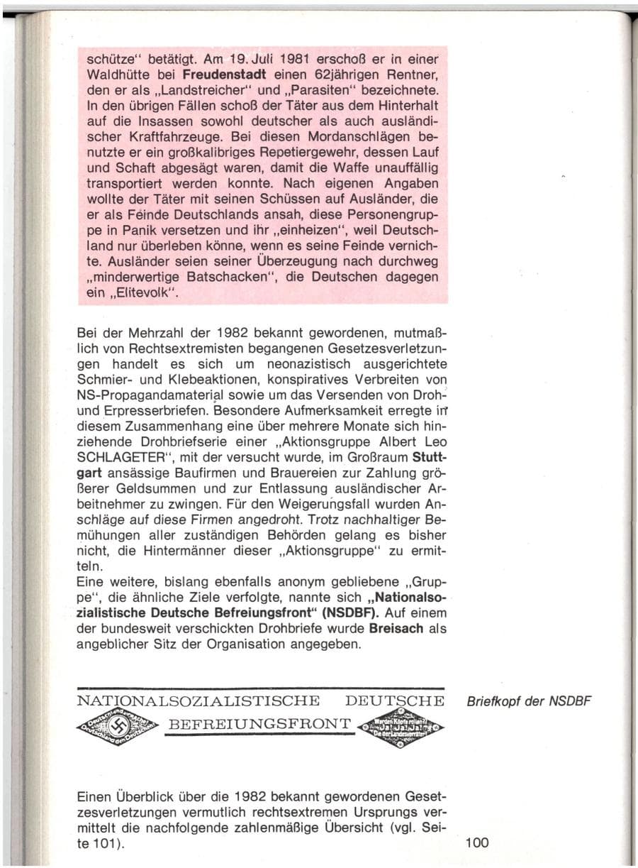 Seite 97 des Verfassungsschutzbericht 1982 Baden-Württemberg