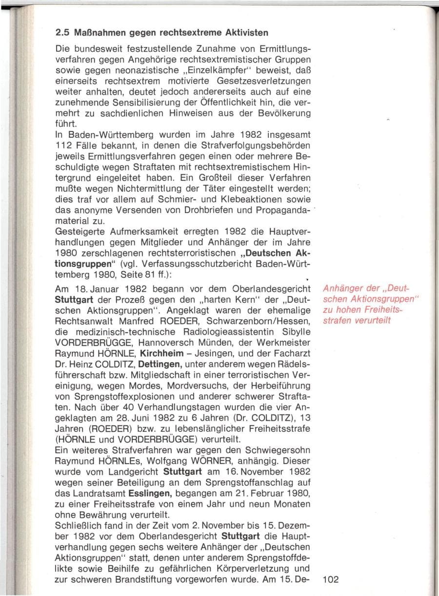 Seite 99 des Verfassungsschutzbericht 1982 Baden-Württemberg