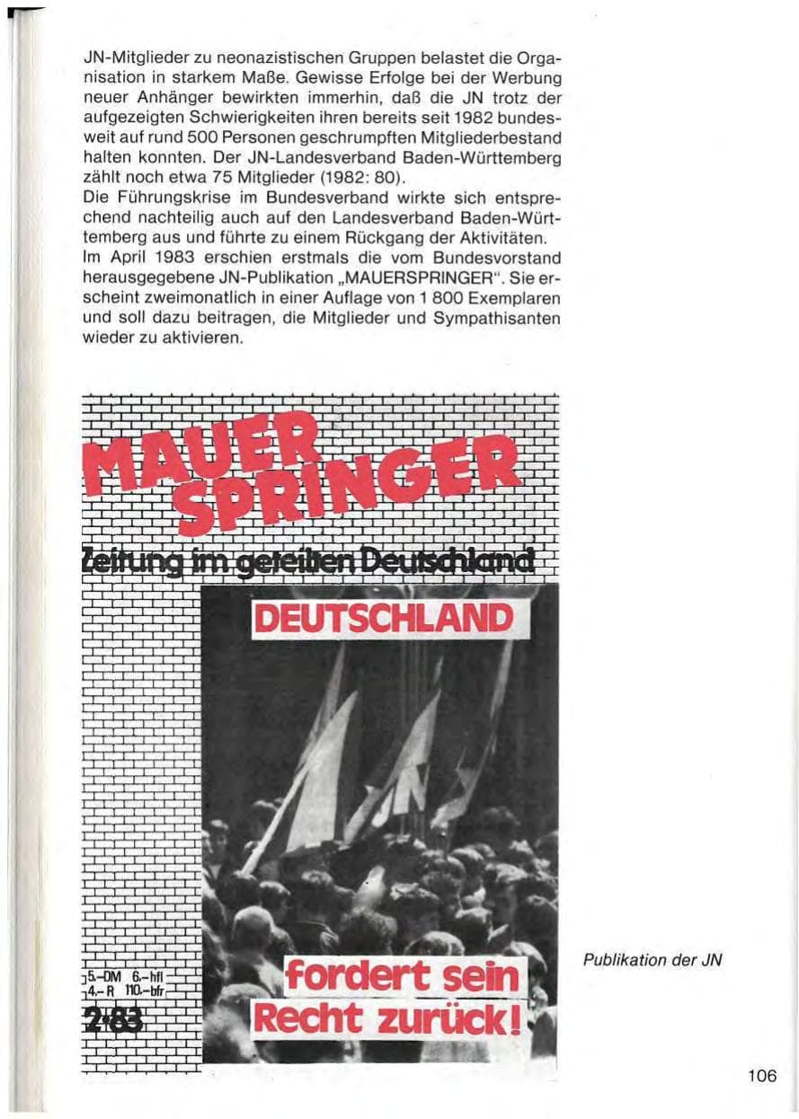 Seite 108 des Verfassungsschutzbericht 1983 Baden-Württemberg