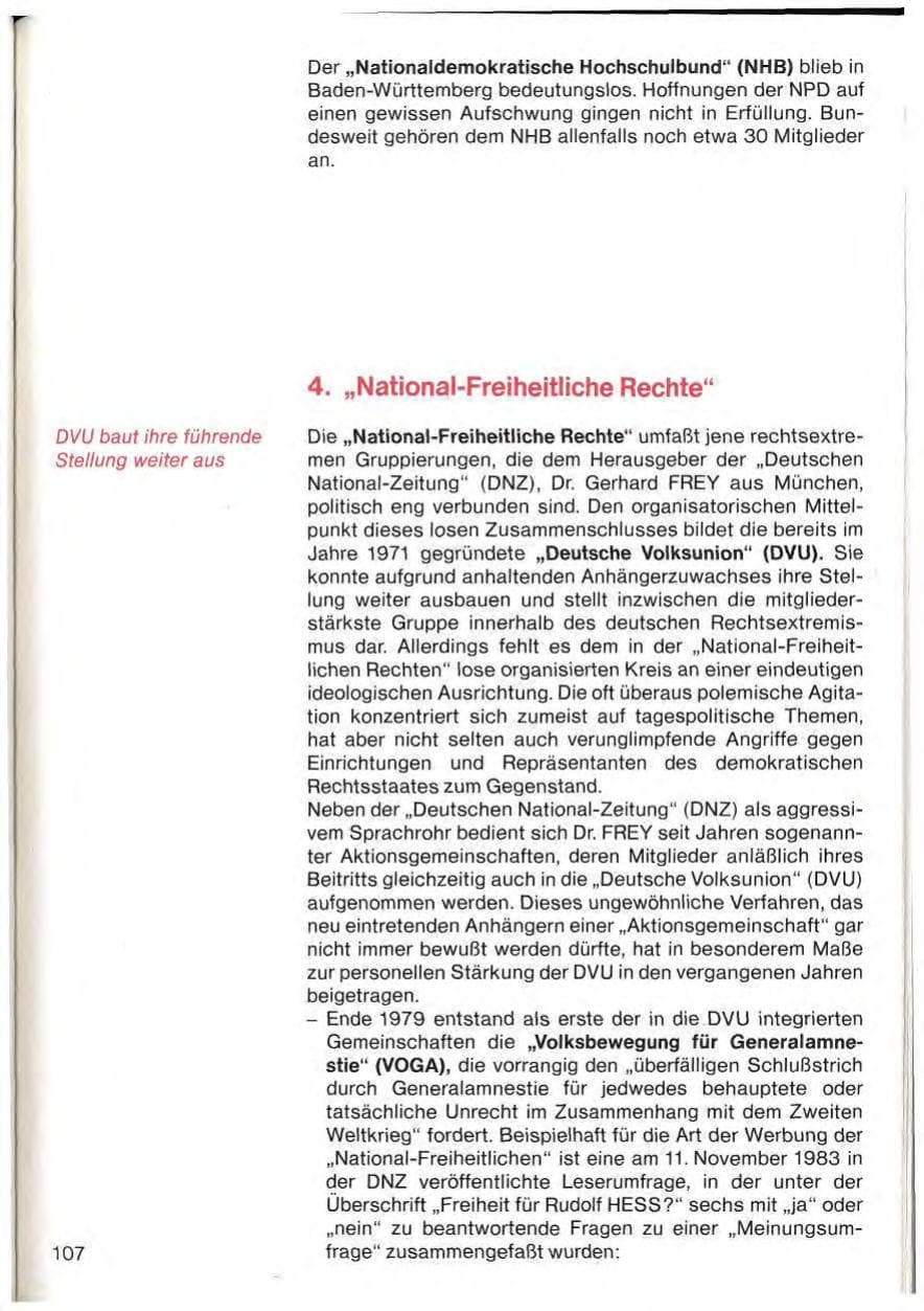 Seite 109 des Verfassungsschutzbericht 1983 Baden-Württemberg