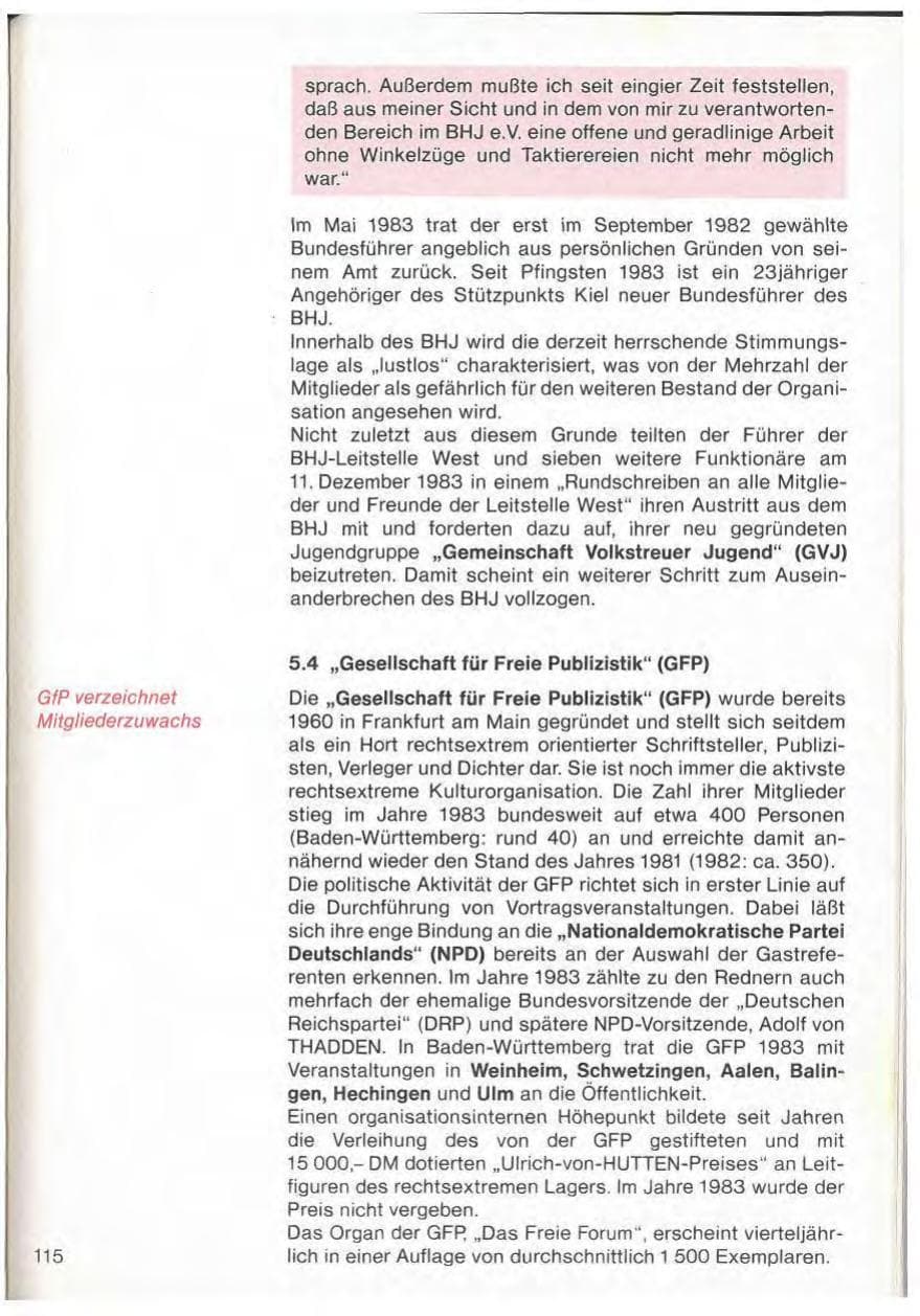 Seite 117 des Verfassungsschutzbericht 1983 Baden-Württemberg