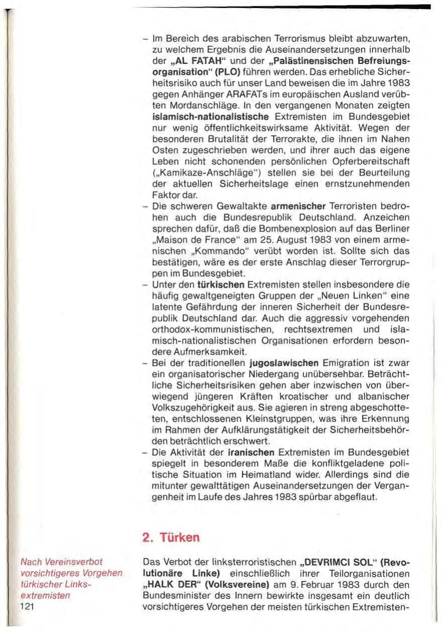 Seite 123 des Verfassungsschutzbericht 1983 Baden-Württemberg