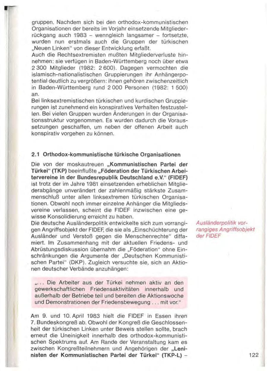 Seite 124 des Verfassungsschutzbericht 1983 Baden-Württemberg