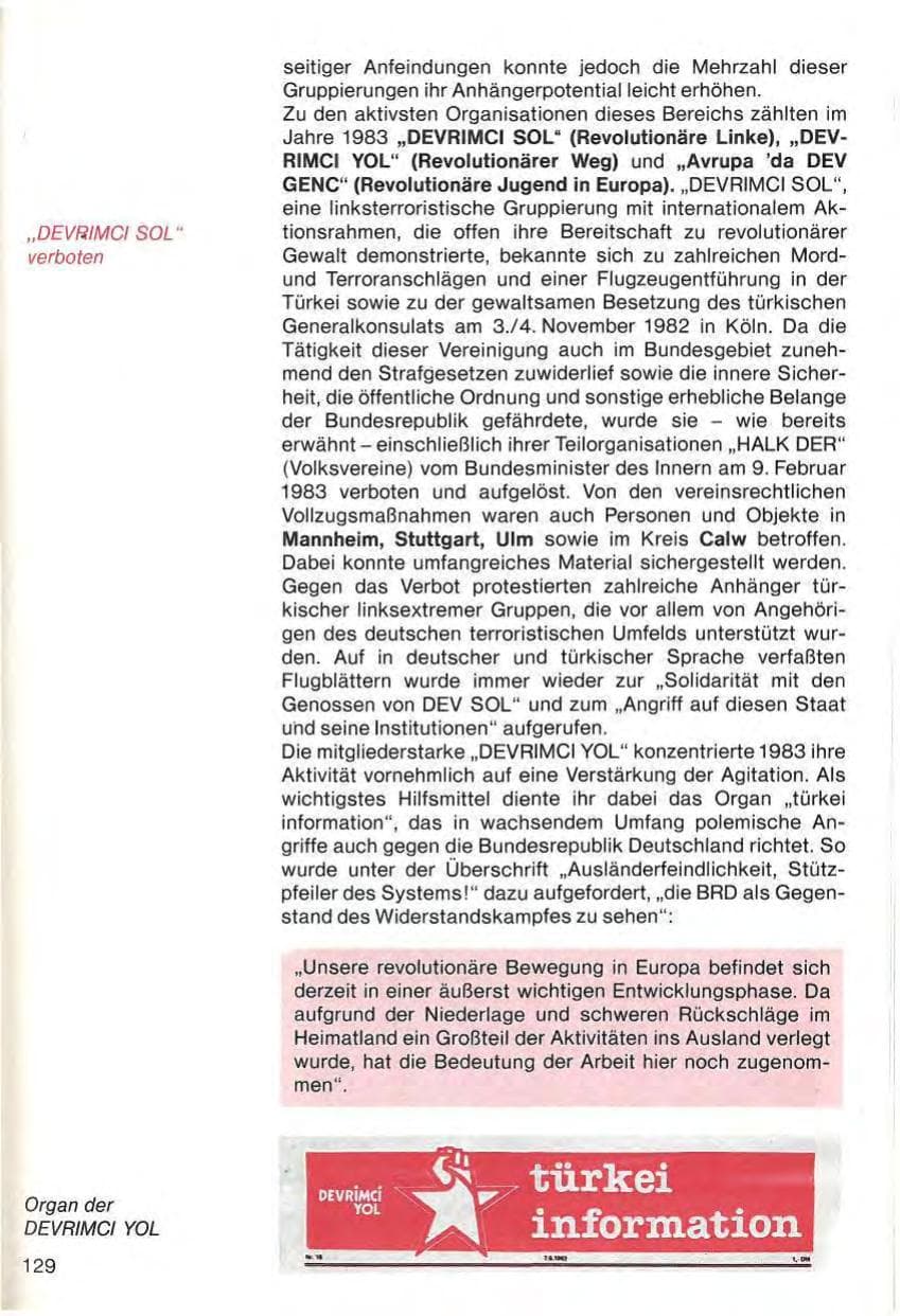Seite 131 des Verfassungsschutzbericht 1983 Baden-Württemberg