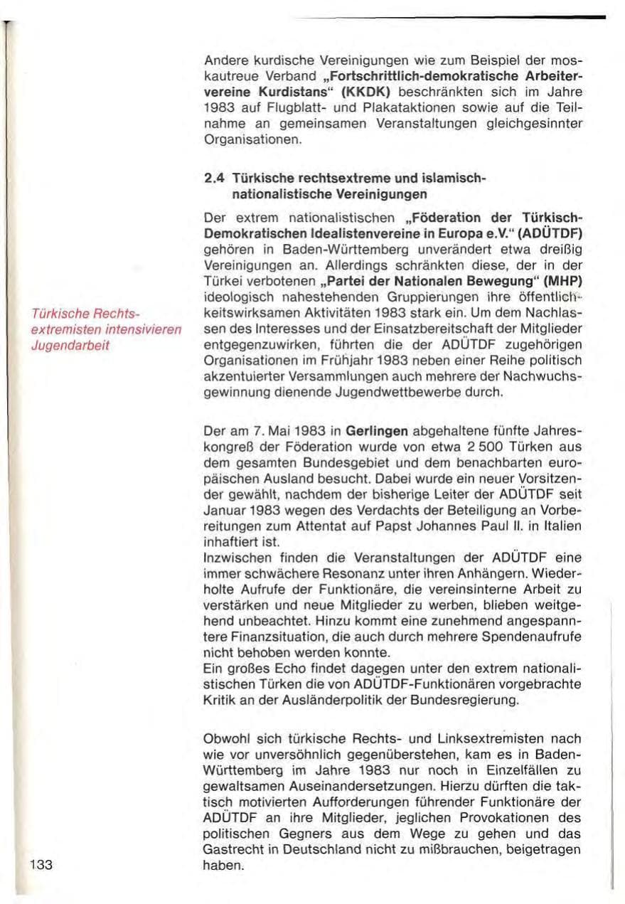 Seite 135 des Verfassungsschutzbericht 1983 Baden-Württemberg