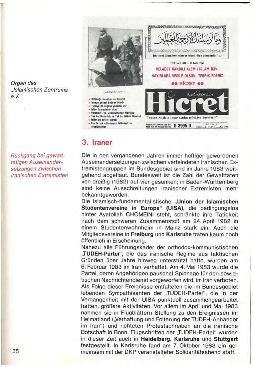 Seite 137 des Verfassungsschutzbericht 1983 Baden-Württemberg
