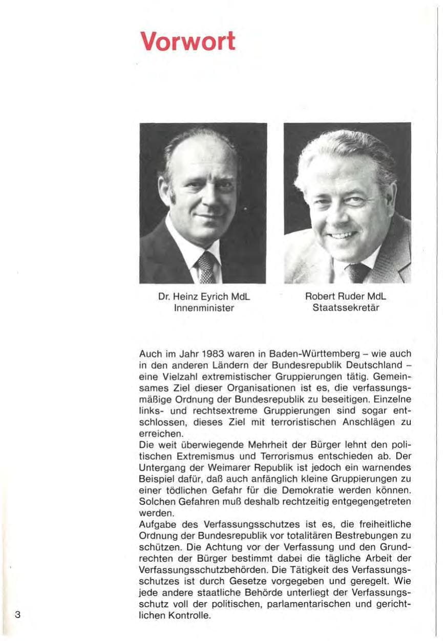 Seite 5 des Verfassungsschutzbericht 1983 Baden-Württemberg