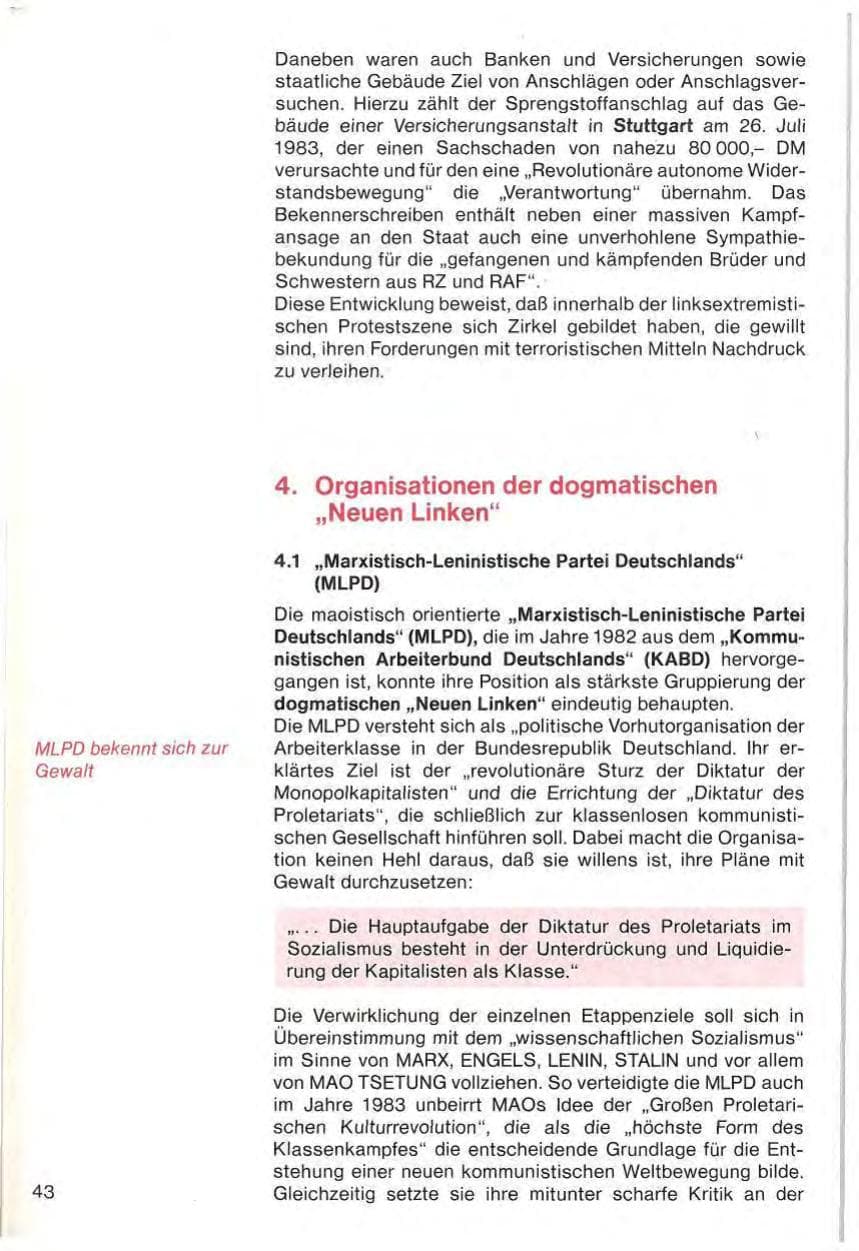 Seite 45 des Verfassungsschutzbericht 1983 Baden-Württemberg