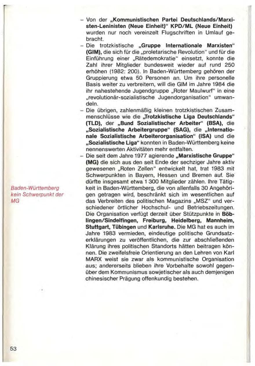 Seite 55 des Verfassungsschutzbericht 1983 Baden-Württemberg