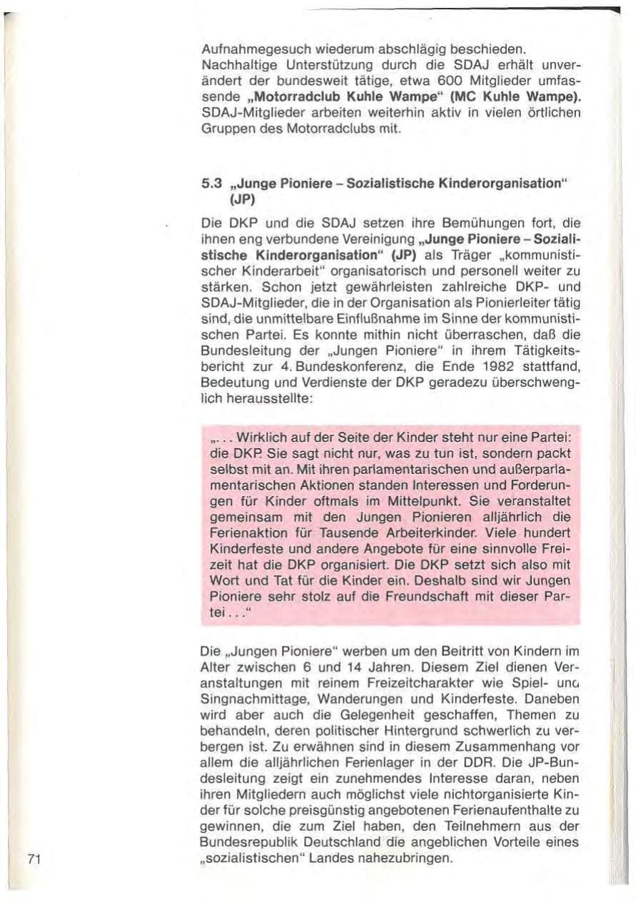 Seite 73 des Verfassungsschutzbericht 1983 Baden-Württemberg