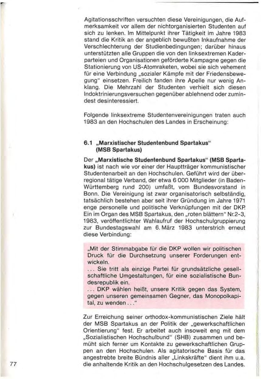 Seite 79 des Verfassungsschutzbericht 1983 Baden-Württemberg