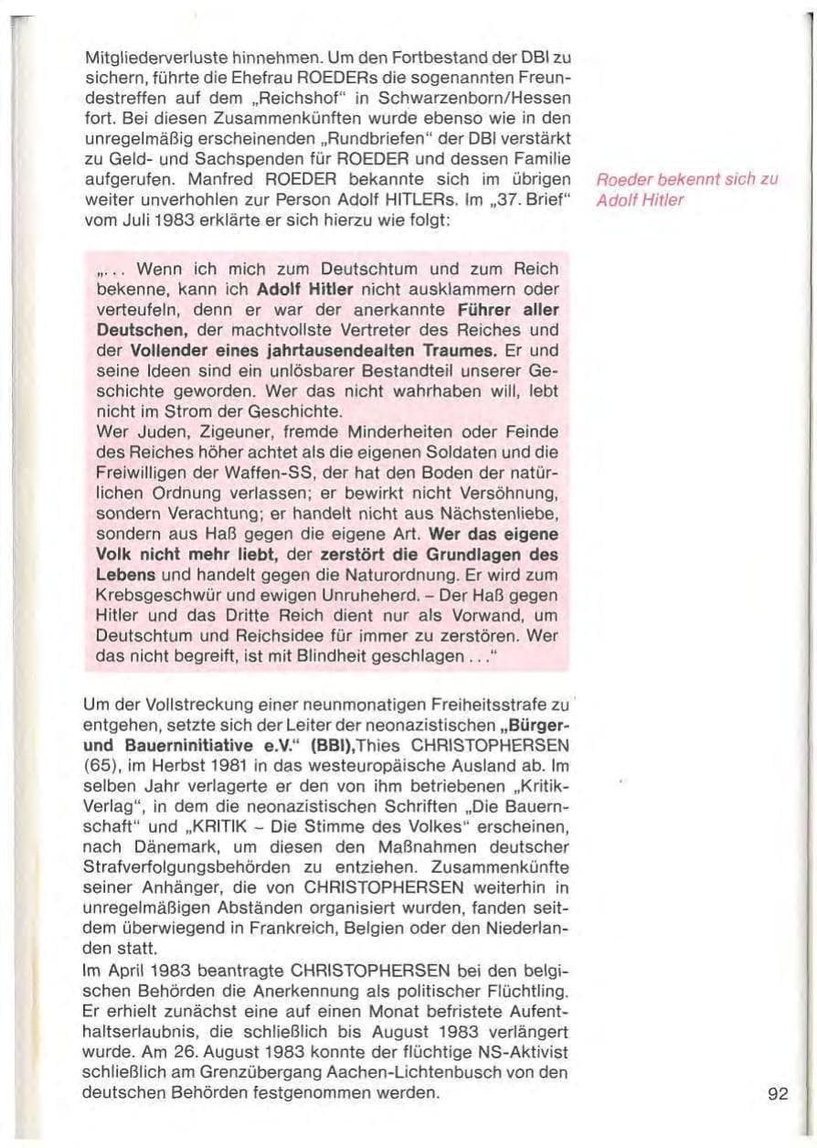 Seite 94 des Verfassungsschutzbericht 1983 Baden-Württemberg