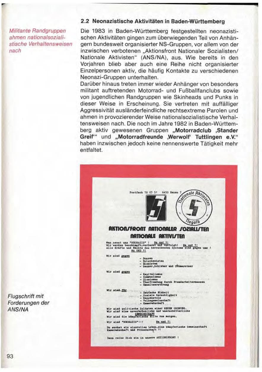 Seite 95 des Verfassungsschutzbericht 1983 Baden-Württemberg