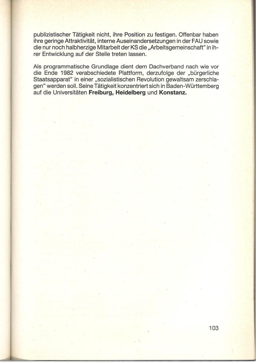 Seite 105 des Verfassungsschutzbericht 1984 Baden-Württemberg