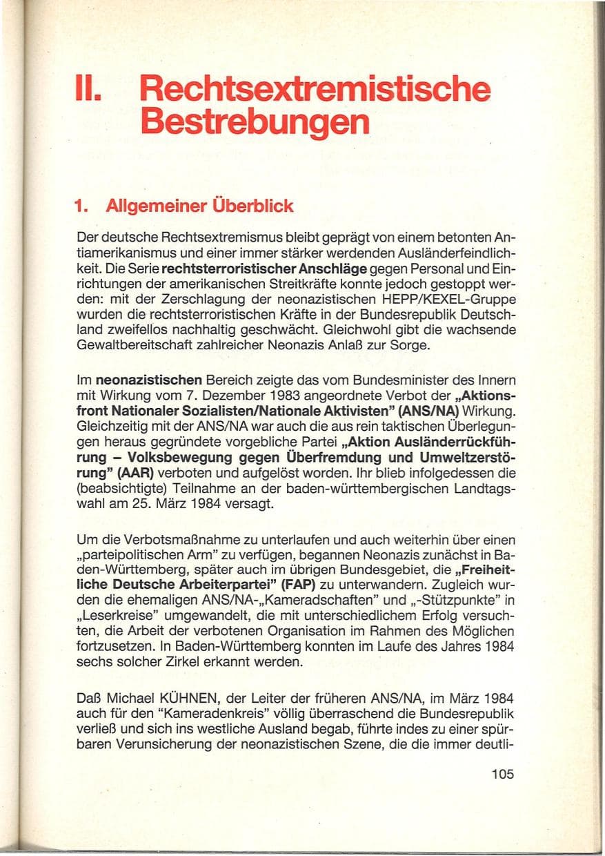 Seite 107 des Verfassungsschutzbericht 1984 Baden-Württemberg