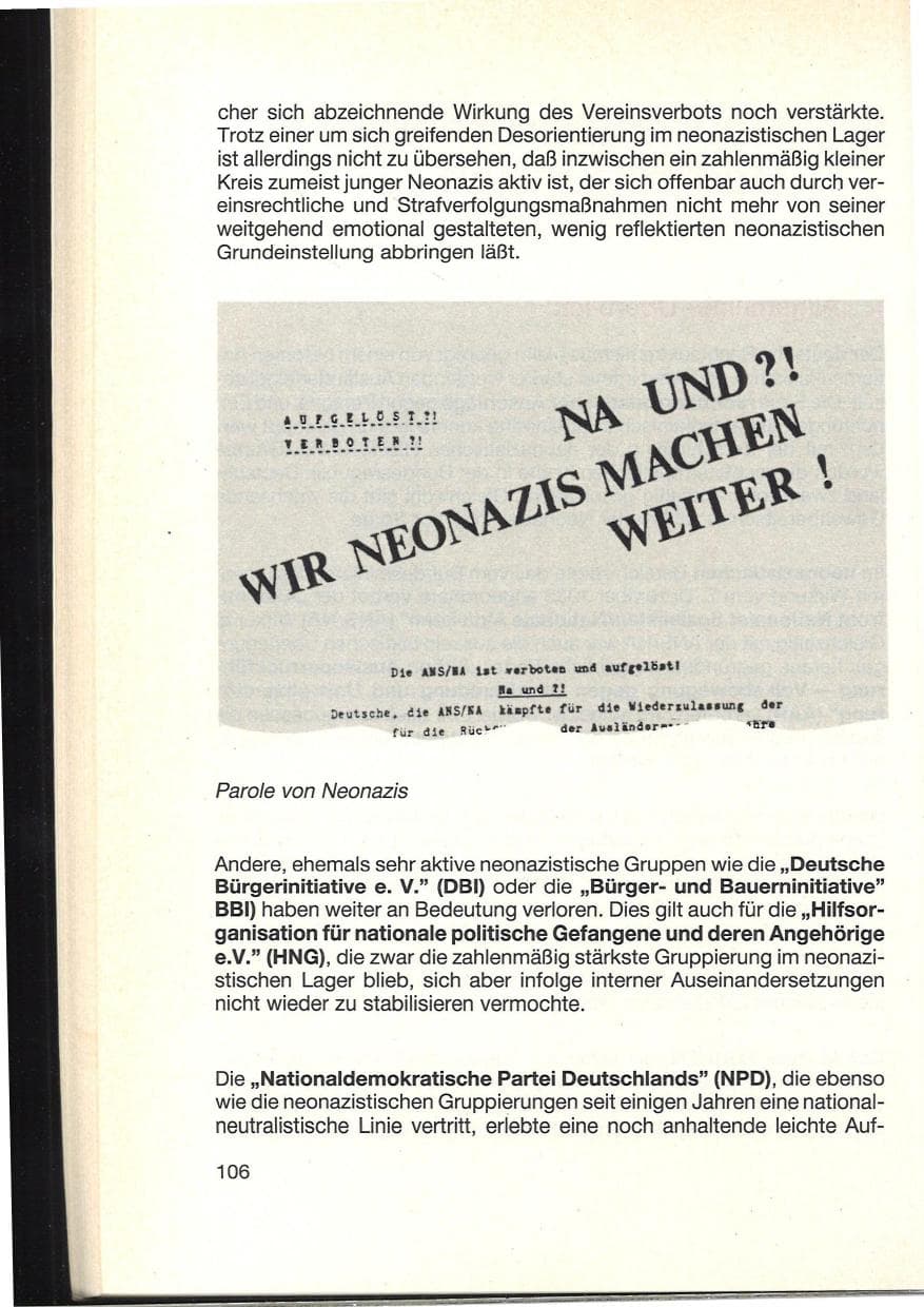 Seite 110 des Verfassungsschutzbericht 1984 Baden-Württemberg