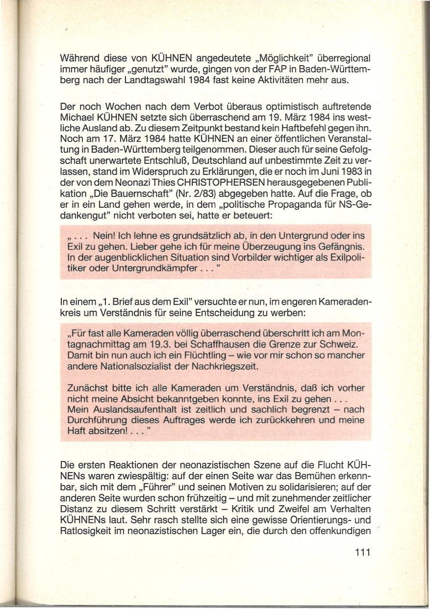 Seite 113 des Verfassungsschutzbericht 1984 Baden-Württemberg