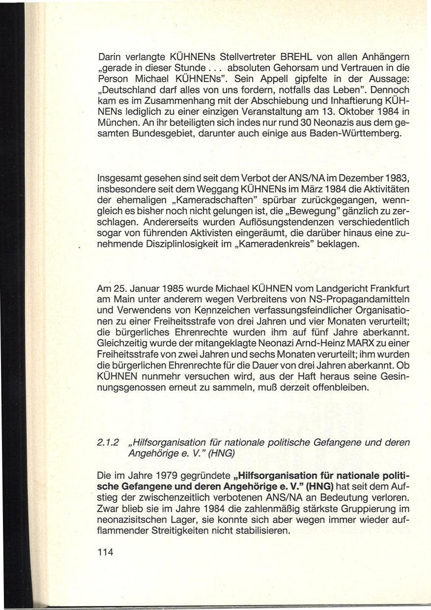 Seite 118 des Verfassungsschutzbericht 1984 Baden-Württemberg