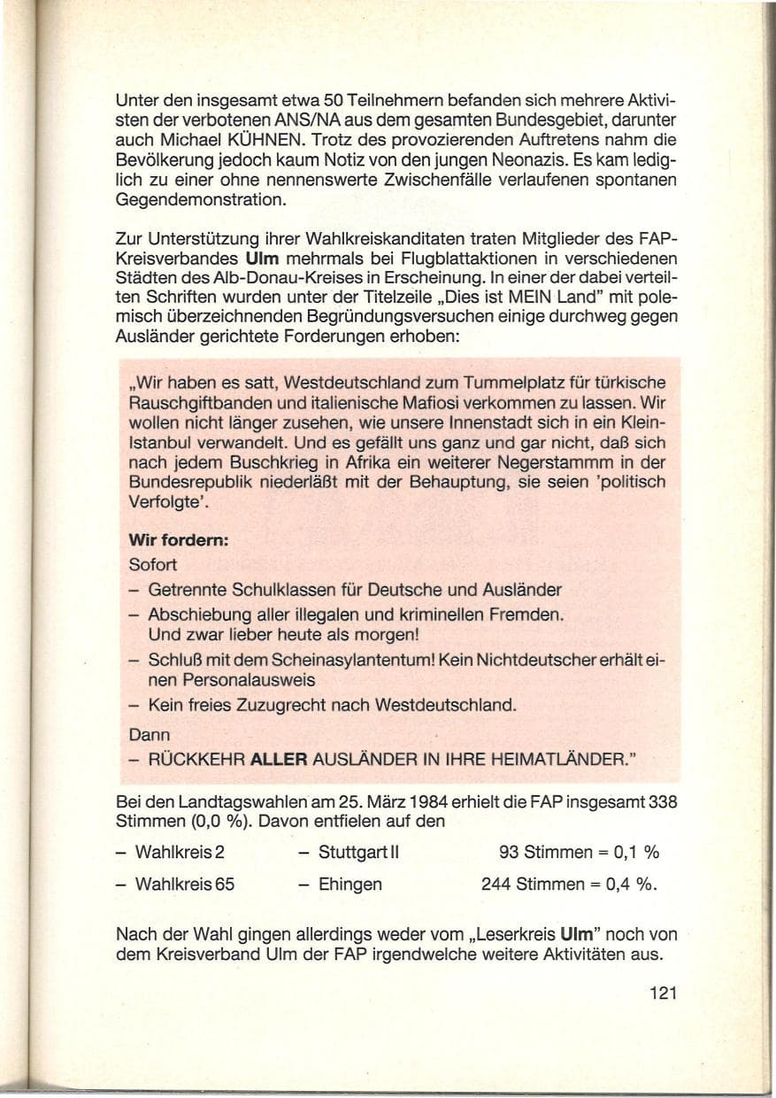 Seite 123 des Verfassungsschutzbericht 1984 Baden-Württemberg