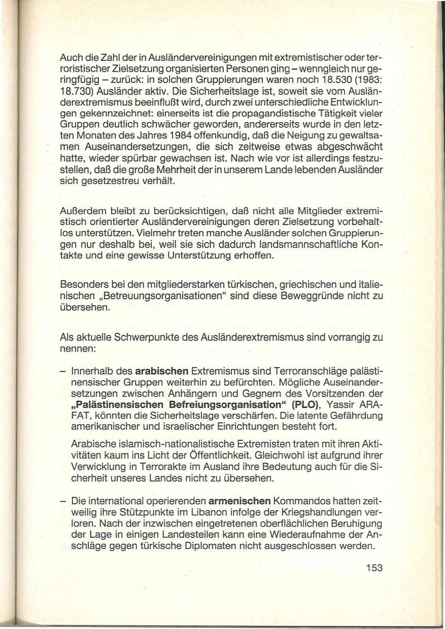 Seite 155 des Verfassungsschutzbericht 1984 Baden-Württemberg