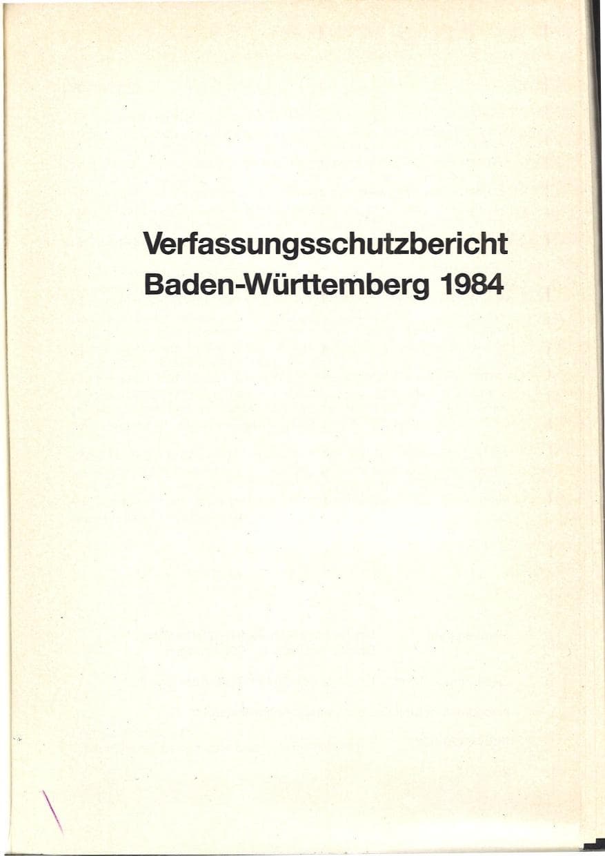 Seite 3 des Verfassungsschutzbericht 1984 Baden-Württemberg