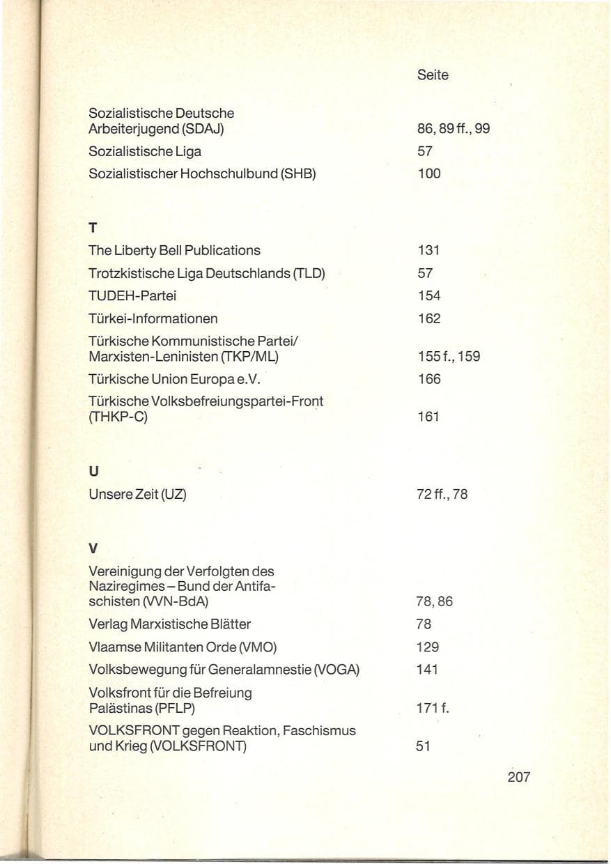 Seite 209 des Verfassungsschutzbericht 1984 Baden-Württemberg