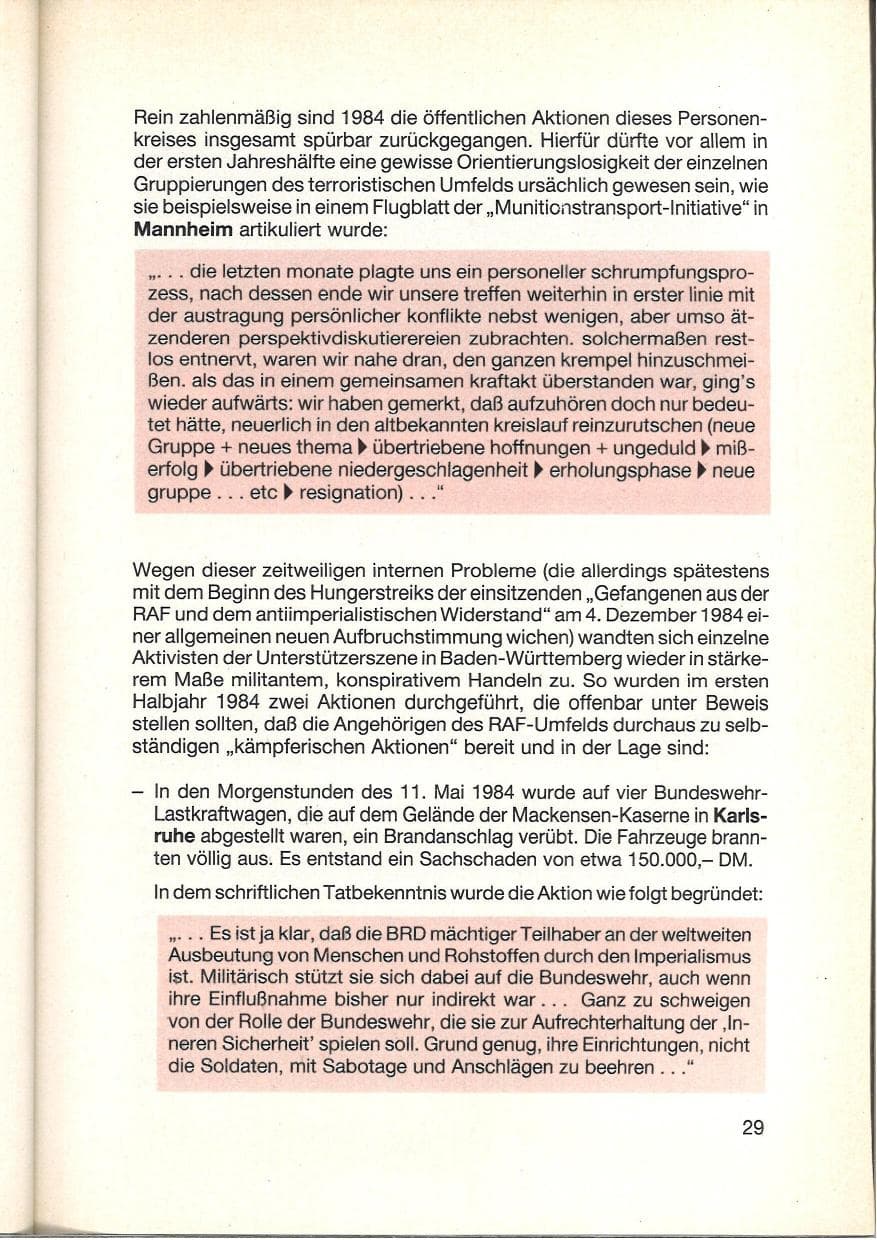 Seite 31 des Verfassungsschutzbericht 1984 Baden-Württemberg