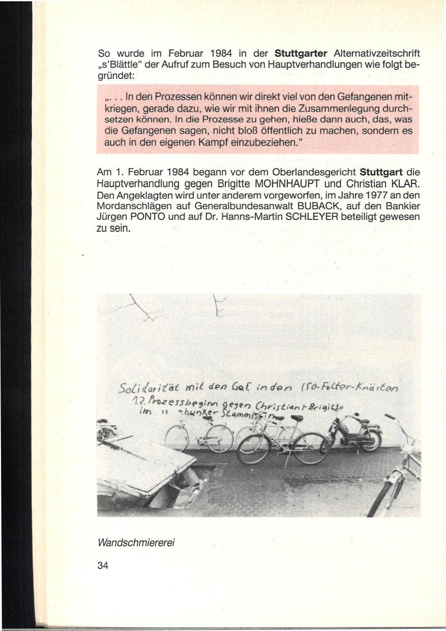 Seite 38 des Verfassungsschutzbericht 1984 Baden-Württemberg