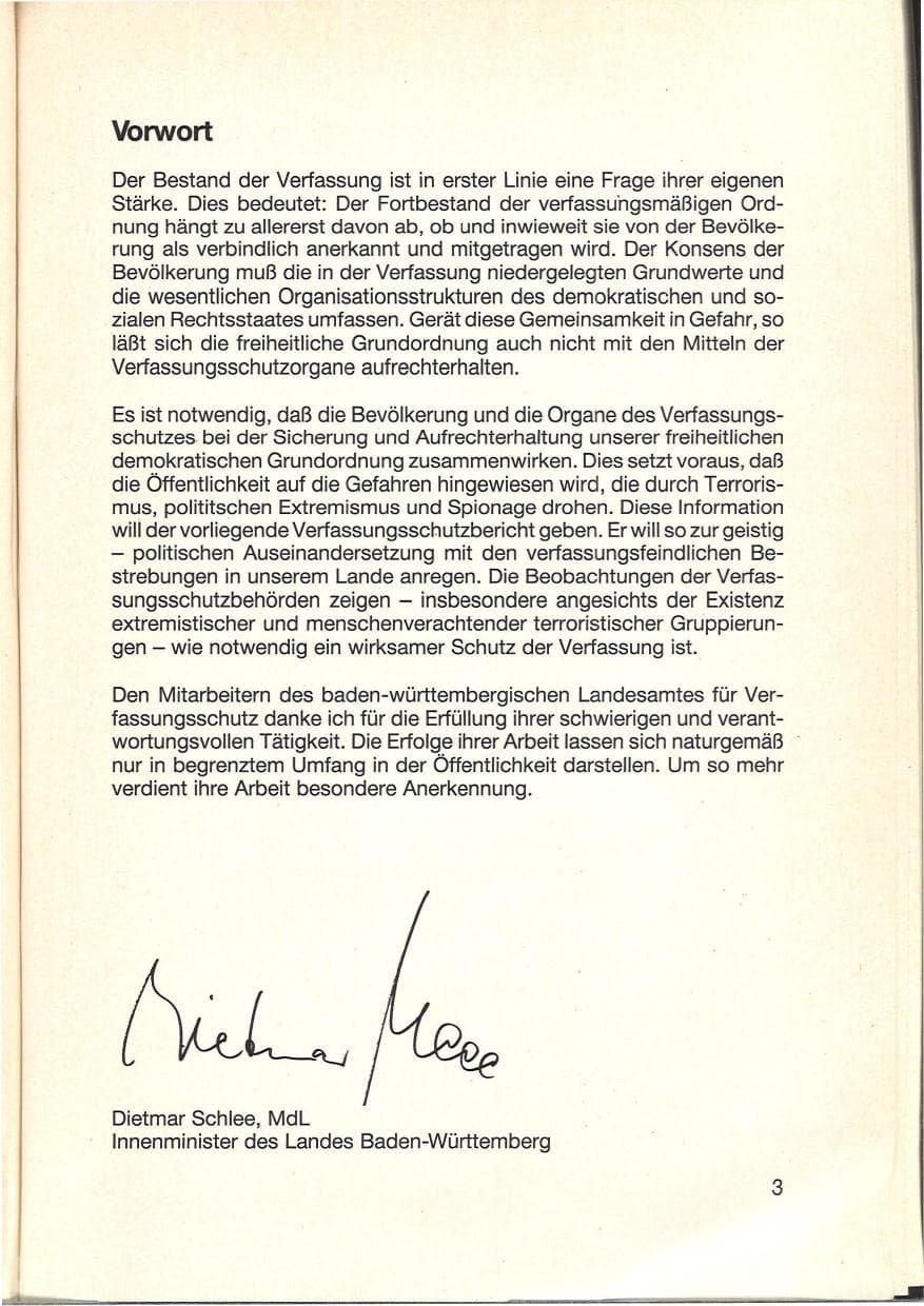 Seite 5 des Verfassungsschutzbericht 1984 Baden-Württemberg