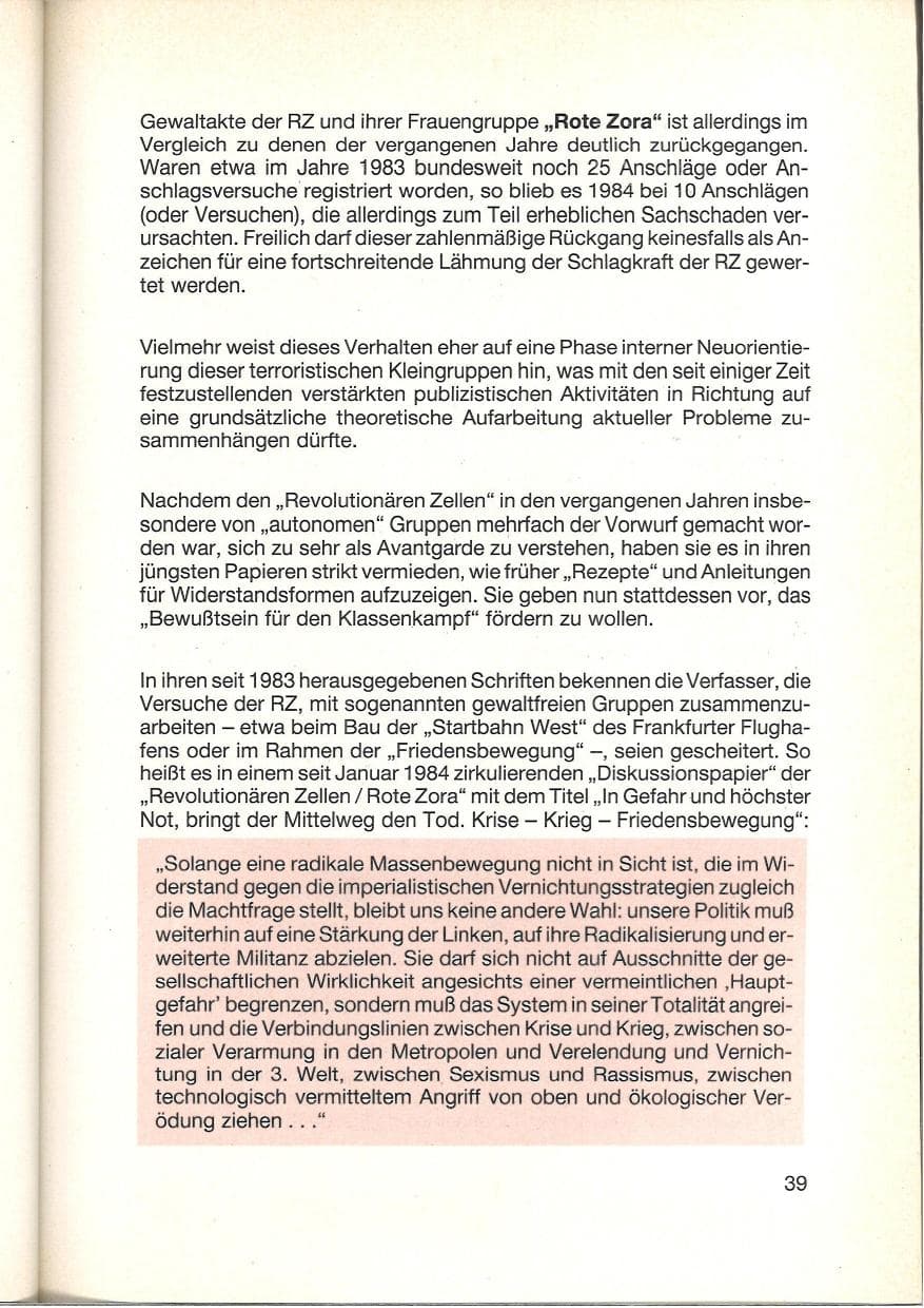 Seite 41 des Verfassungsschutzbericht 1984 Baden-Württemberg