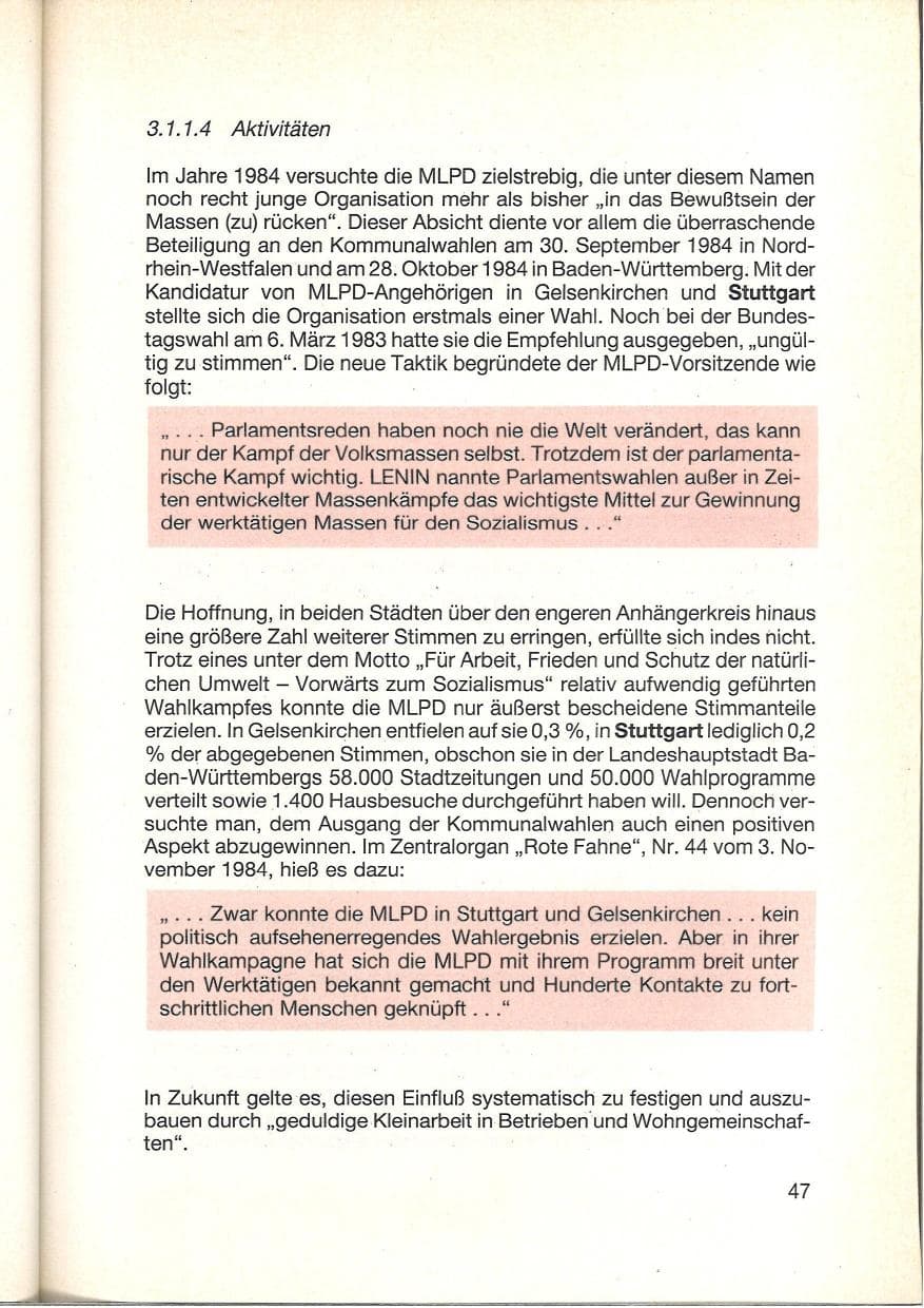 Seite 49 des Verfassungsschutzbericht 1984 Baden-Württemberg