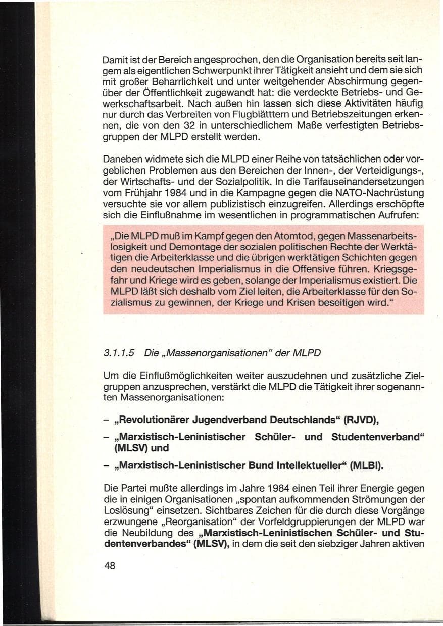 Seite 52 des Verfassungsschutzbericht 1984 Baden-Württemberg