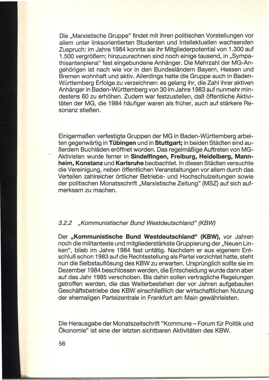 Seite 60 des Verfassungsschutzbericht 1984 Baden-Württemberg