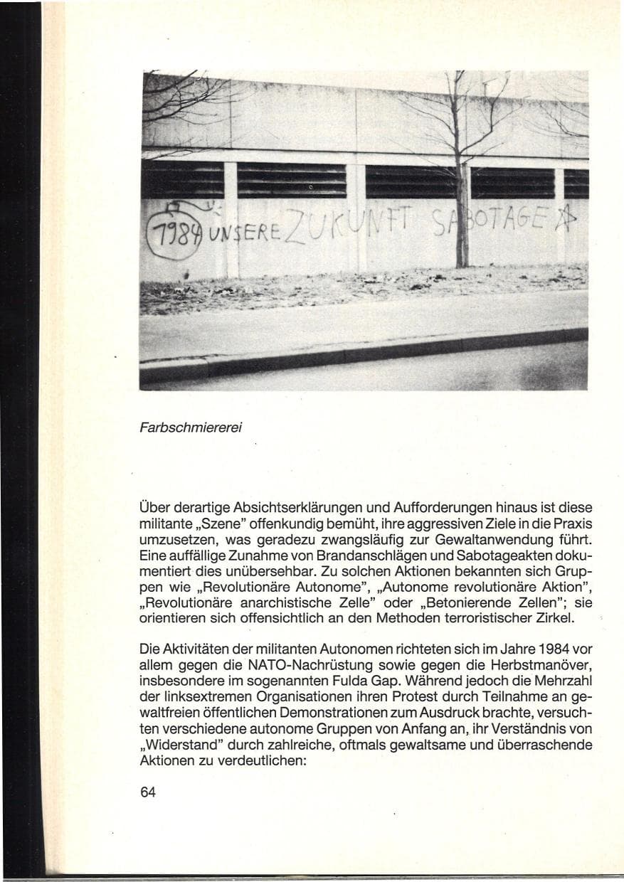 Seite 68 des Verfassungsschutzbericht 1984 Baden-Württemberg