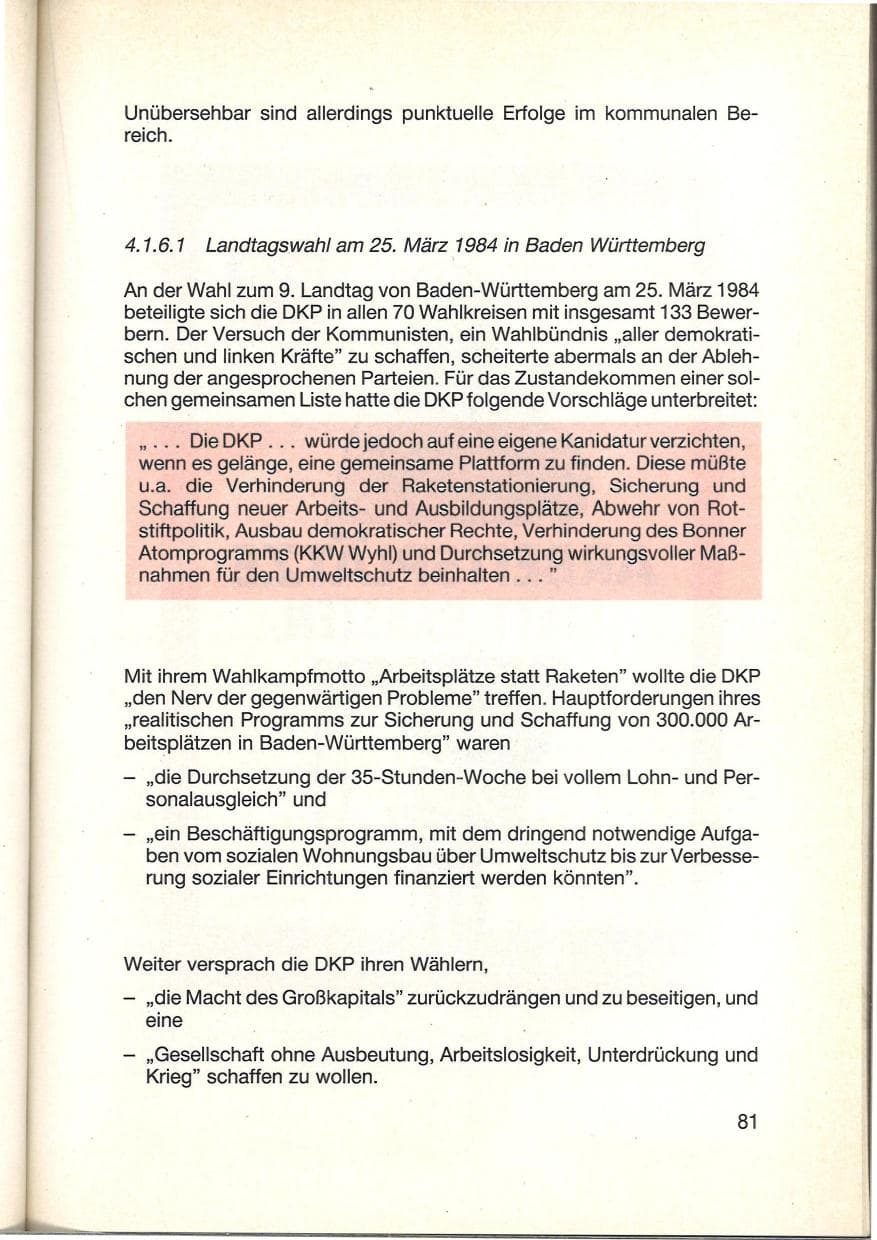 Seite 83 des Verfassungsschutzbericht 1984 Baden-Württemberg