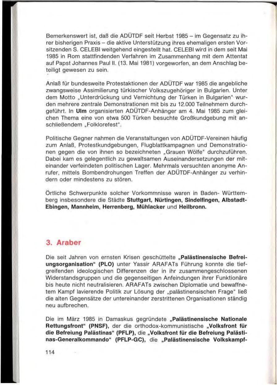 Seite 116 des Verfassungsschutzbericht 1985 Baden-Württemberg