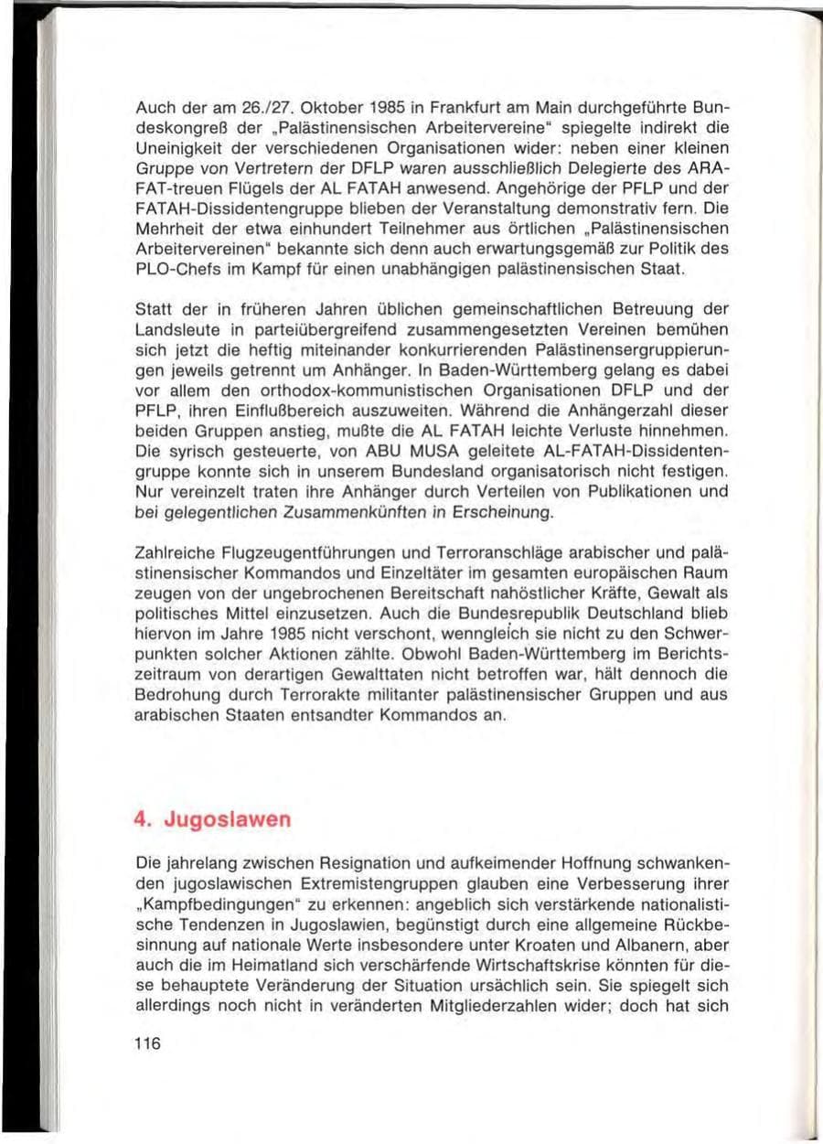 Seite 118 des Verfassungsschutzbericht 1985 Baden-Württemberg