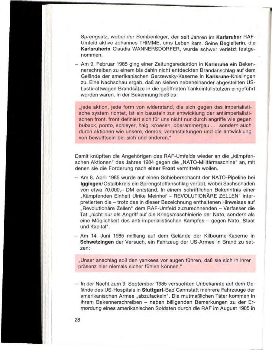 Seite 30 des Verfassungsschutzbericht 1985 Baden-Württemberg