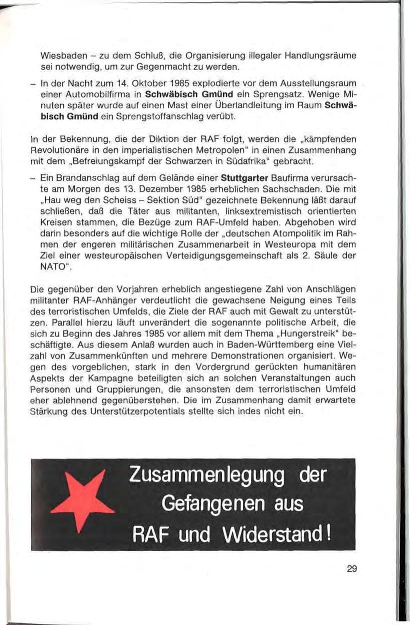 Seite 31 des Verfassungsschutzbericht 1985 Baden-Württemberg