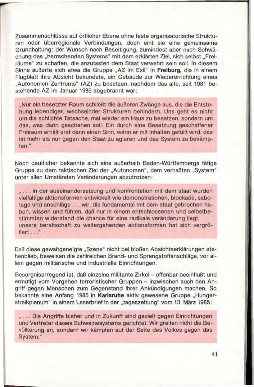 Seite 43 des Verfassungsschutzbericht 1985 Baden-Württemberg