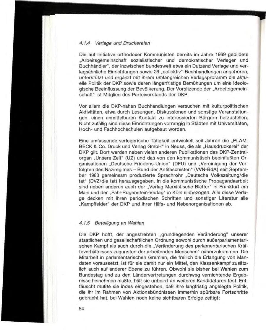 Seite 56 des Verfassungsschutzbericht 1985 Baden-Württemberg
