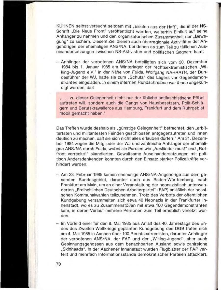 Seite 72 des Verfassungsschutzbericht 1985 Baden-Württemberg