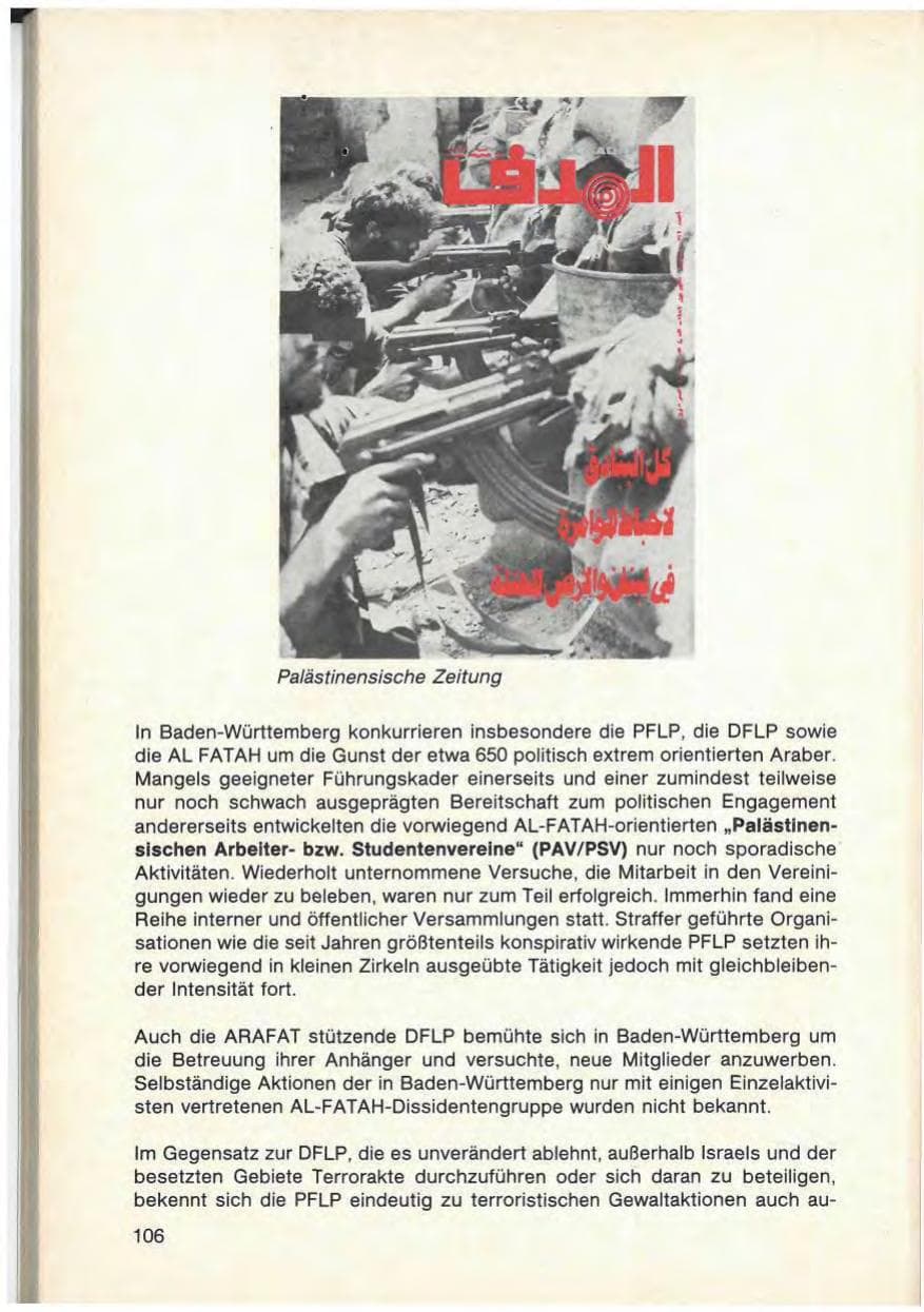 Seite 108 des Verfassungsschutzbericht 1986 Baden-Württemberg