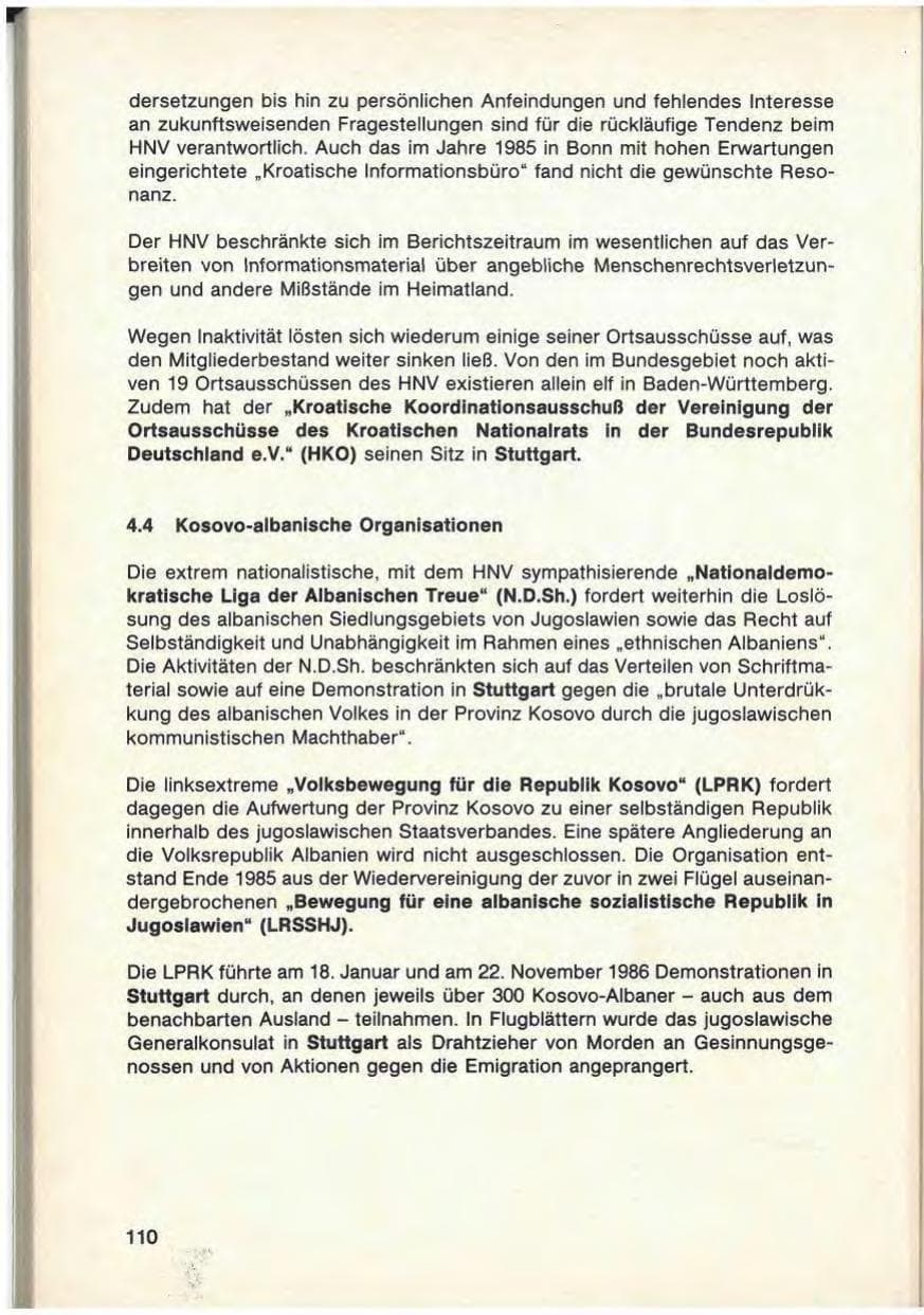 Seite 112 des Verfassungsschutzbericht 1986 Baden-Württemberg