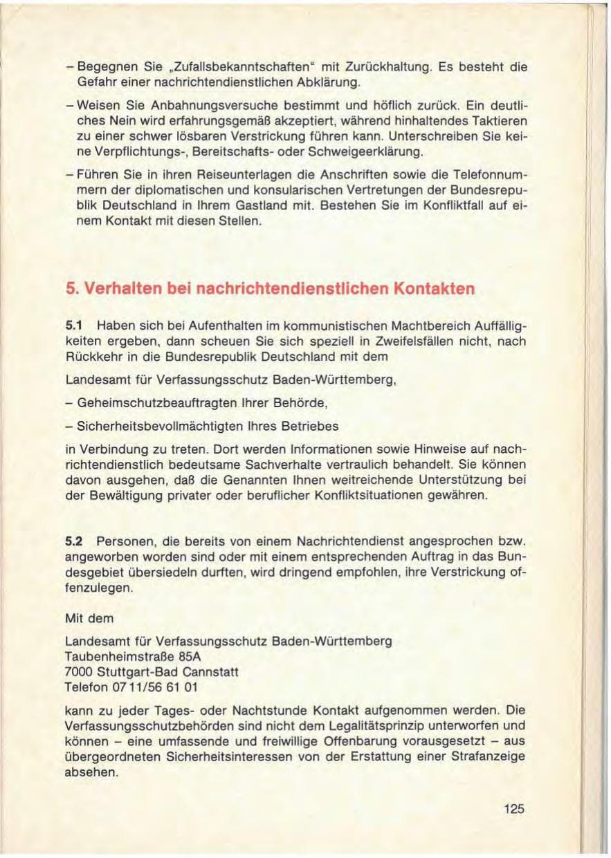 Seite 127 des Verfassungsschutzbericht 1986 Baden-Württemberg