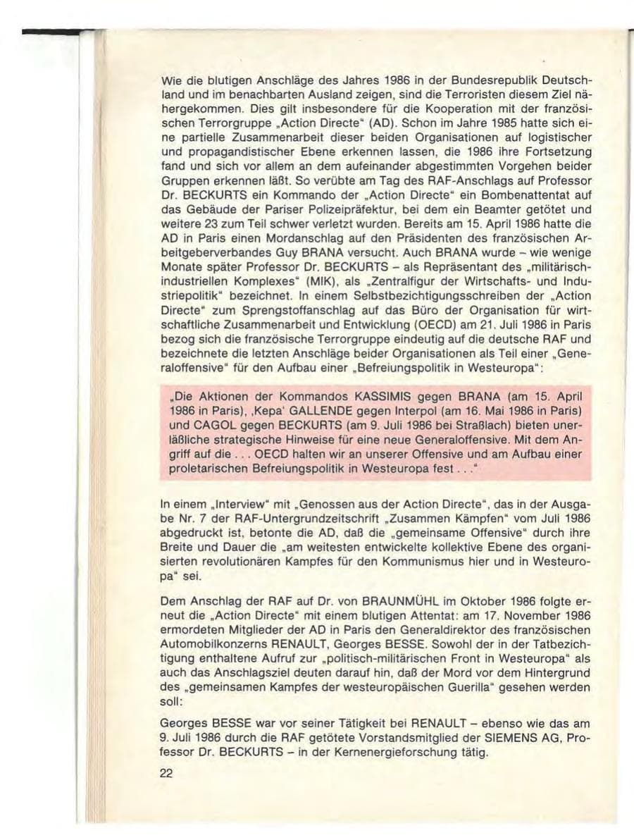 Seite 24 des Verfassungsschutzbericht 1986 Baden-Württemberg