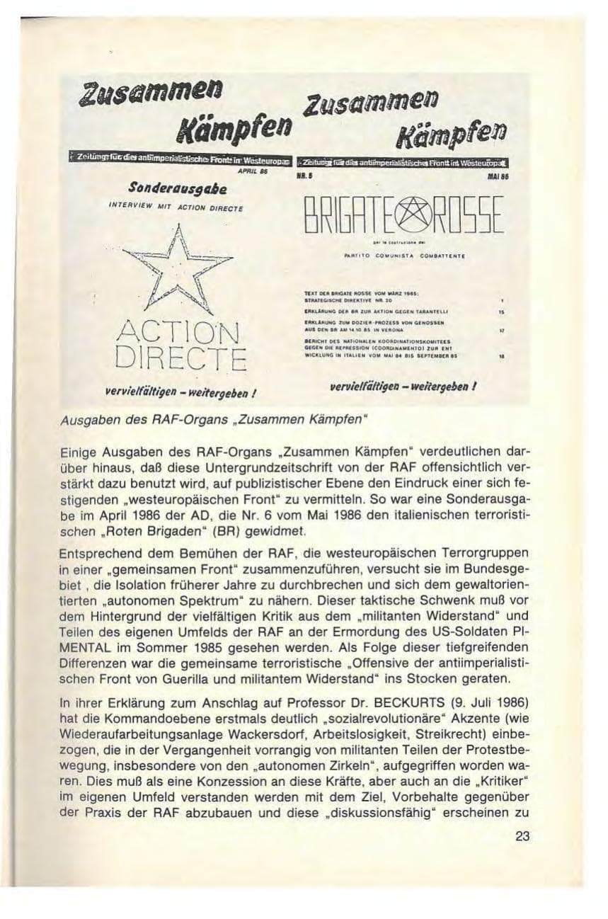 Seite 25 des Verfassungsschutzbericht 1986 Baden-Württemberg