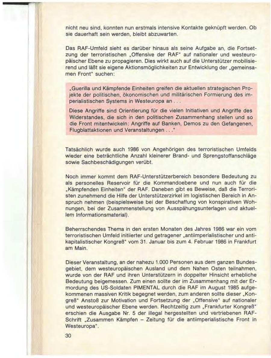Seite 32 des Verfassungsschutzbericht 1986 Baden-Württemberg
