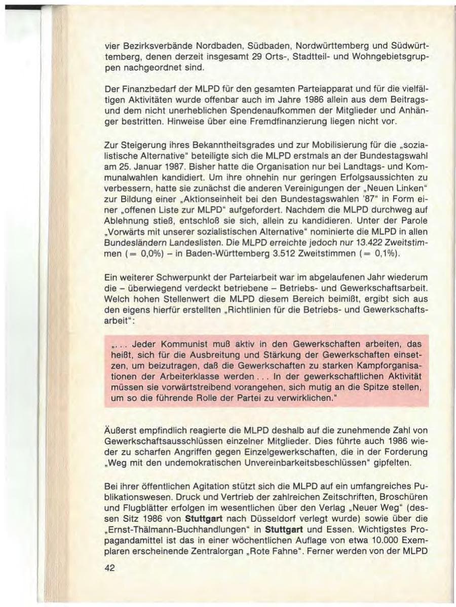 Seite 44 des Verfassungsschutzbericht 1986 Baden-Württemberg
