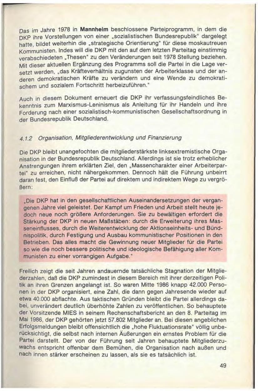 Seite 51 des Verfassungsschutzbericht 1986 Baden-Württemberg